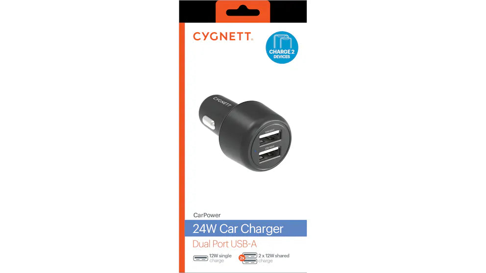 Cygnett CarPower 12W Dual USB-A Car Charger