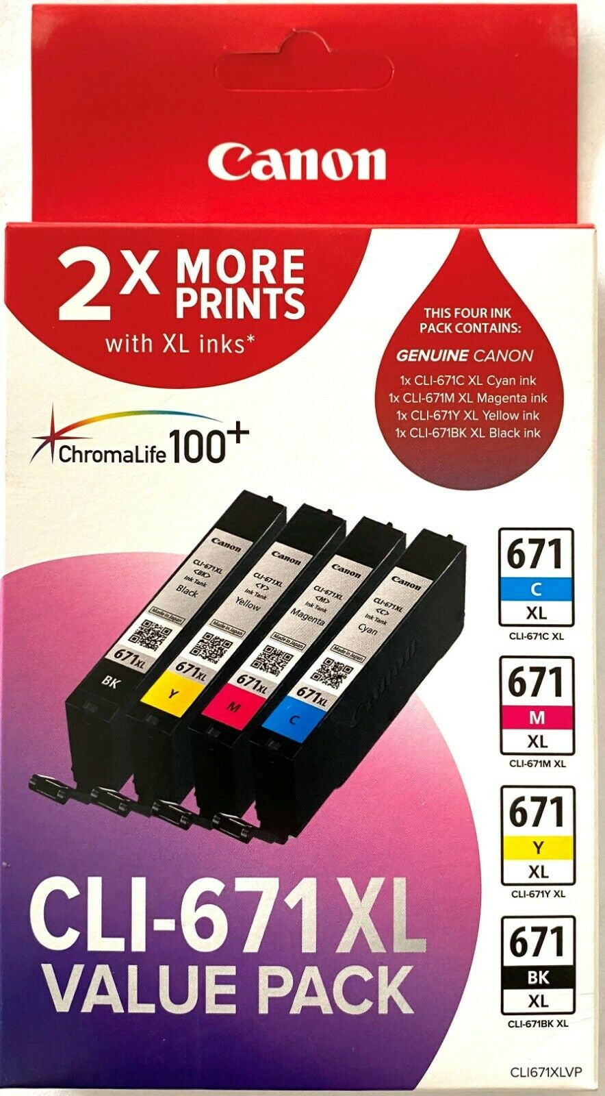 Canon CLI671XLVP Value Pack Ink Cartridge 4 pc(s) [Black, Cyan, Magenta, Yellow]