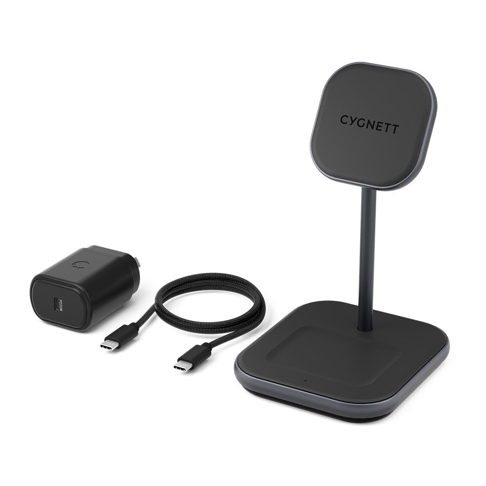 Cygnett 2-in-1 Magnetic Wireless Desk Charger [Black]