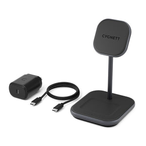 Cygnett 2-in-1 Magnetic Wireless Desk Charger [Black]