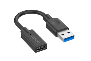 Cygnett Essential 10cm USB-A Male to USB-C Female Cable Adapter - Black