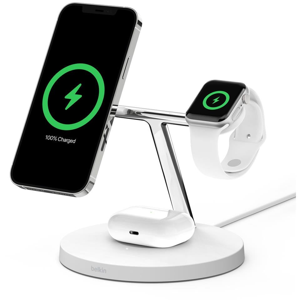 Belkin 3-in-1 Wireless Charger for Apple MagSafe (White)